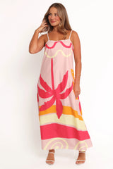 Sofia Maxi Dress - Pink Palm