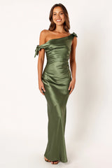Selma Off Shoulder Maxi Dress - Olive