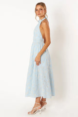 Taila Halterneck Midi Dress - Blue Floral