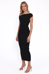Spencer Off Shoulder Midi Dress - Black