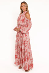 Hilary Pleated Maxi Dress - Red Floral