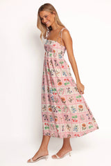 Simona Maxi Dress - Pink Floral Tile