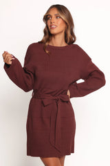 Lucca Mini Sweater Dress - Chocolate Brown