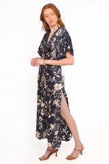 Laurent Midi Dress - Navy Cream Floral
