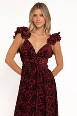 Harmony Maxi Dress - Burgundy Metallic Floral