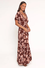 Yolande Midi Dress - Orange Floral