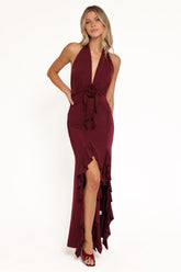 Leowna Halterneck Maxi Dress - Burgundy