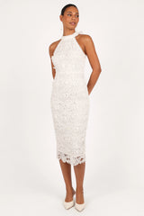 Adalyn Halterneck Midi Dress - White