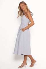 Johanna Midi Dress - Grey/White