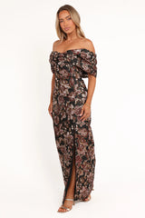 Lilia Maxi Dress - Black Floral