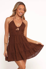 Rilie Halterneck Mini Dress - Brown