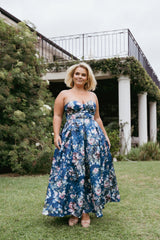 Darina Strapless Midi Dress - Midnight Floral