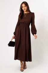 Roman Long Sleeve Maxi Dress - Brown