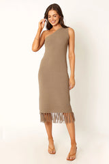 Winne One Shoulder Knit Dress - Olive