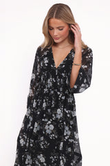 Mavis Long Sleeve Maxi Dress - Black Floral