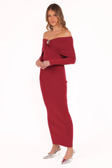 Lindsey Knit Dress - Dark Red