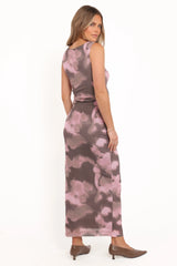 Alyssa Maxi Dress - Pink/Brown Print