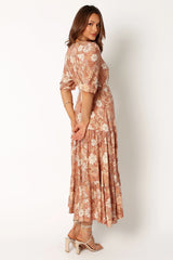 Kelda Dress - Tan Floral