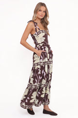 Leonor Maxi Dress - Yellow Brown Floral