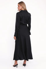Verna Long Sleeve Maxi Dress - Black