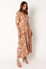 Kelda Dress - Tan Floral