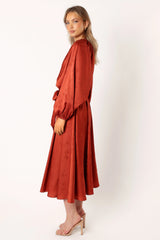 Lexie Long Sleeve Midi Dress - Bronze