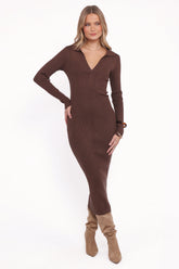 Collins Long Sleeve Midi Dress - Chocolate