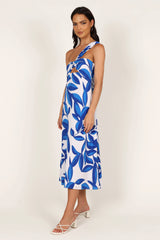 Freddie Midi Dress - White/Blue