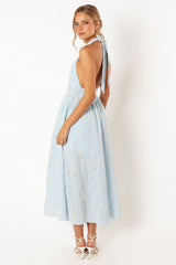 Taila Halterneck Midi Dress - Blue Floral