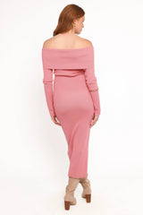 Archie Off The Shoulder Midi Dress - Rose