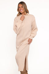 Odile Knit Midi Dress - Tan