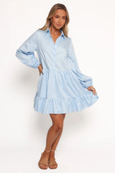 Carlotta Long Sleeve Mini Dress - Blue