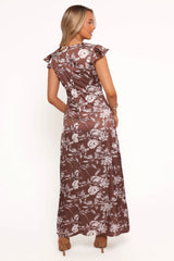 Solara Maxi Dress - Brown Floral Print