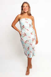 Benton Strapless Midi Dress - Cherry Print