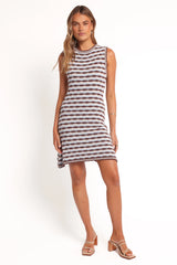 Elfrida Knit Mini Dress - Blue/Brown