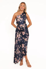 Kleo One Shoulder Maxi Dress - Navy Floral