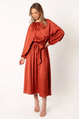 Lexie Long Sleeve Midi Dress - Bronze
