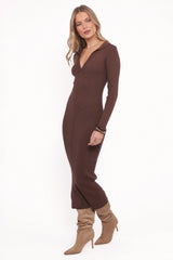 Collins Long Sleeve Midi Dress - Chocolate