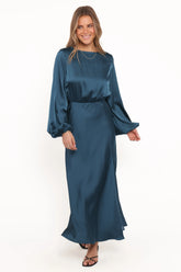 Remora Long Sleeve Midi Dress - Teal