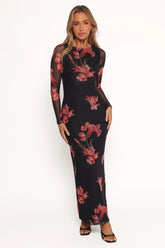 Hilda Maxi Dress - Black Floral