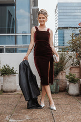 Hyatt Velvet Dress - Burgundy