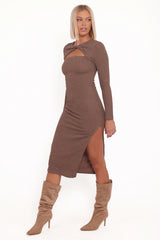 Laney Long Sleeve Midi Dress - Olive