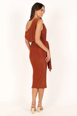 Santiago Off Shoulder Midi Dress - Bronze