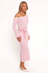 Milan Off Shoulder Midi Dress - Pink
