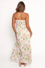 Marta Strapless Midi Dress - Pink Floral
