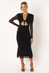 Salvatore Long Sleeve Midi Dress - Black