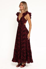 Harmony Maxi Dress - Burgundy Metallic Floral