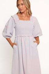 Lille Midi Dress - Blue Gingham