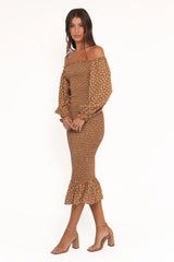 Sara Midi Dress - Brown Floral