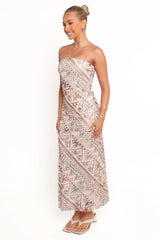 Saskia Strapless Midi Dress - Brown